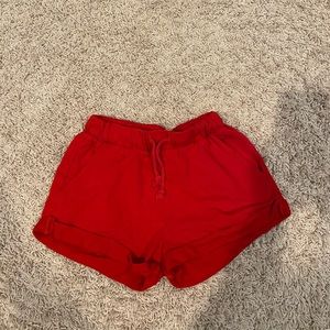 Red H&M sweat shorts with pockets